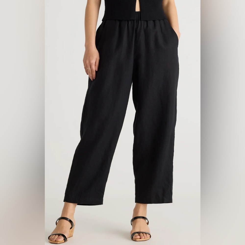 Black 100% Light Linen Pants